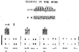 BLOWING IN THE WIND（电子琴吉他弹唱谱） 电子琴乐谱