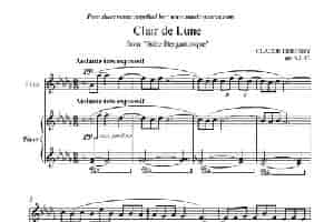 Clair de lune（长笛+钢琴伴奏） 长笛乐谱