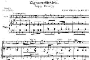 25首小提琴曲合集：Zigeunerstucklein.（Gipsy Melody.）（OSCAR KOHLER. Op.160No.3）（小提琴+钢琴伴奏） 提琴乐谱