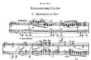 12首超级技巧练习曲：Harmonies du soir（夜之和谐） 钢琴乐谱