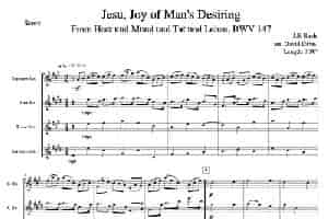 Jesu,Joy of Man's Desiring （四重奏） 萨克斯乐谱