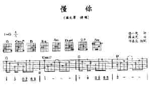 懂你（黄小茂词 薛瑞光曲） 吉他乐谱