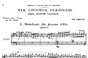 6 Chants Polonais S.480（6首波兰歌曲·Ⅰ） 钢琴乐谱