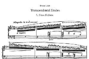 12首超级技巧练习曲：Feux Follets（鬼火） 钢琴乐谱