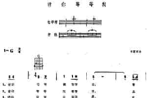 请你等等我（电子琴吉他弹唱谱） 电子琴乐谱