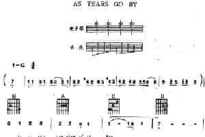 AS TEARS GO BY（电子琴吉他弹唱） 电子琴乐谱