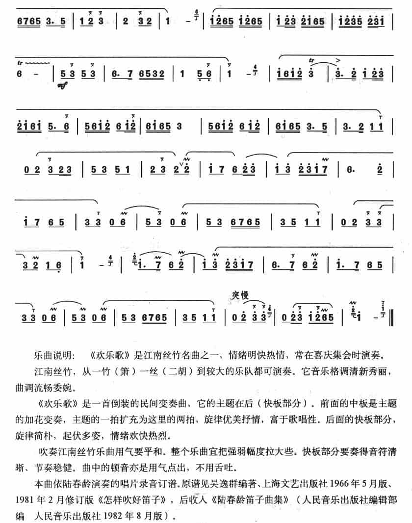 欢乐歌 笛箫乐谱_第3张