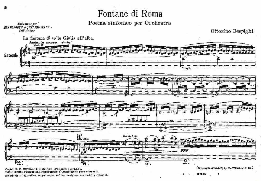 Fontane di Roma （交响诗《罗马的喷泉》） 钢琴乐谱_第1张