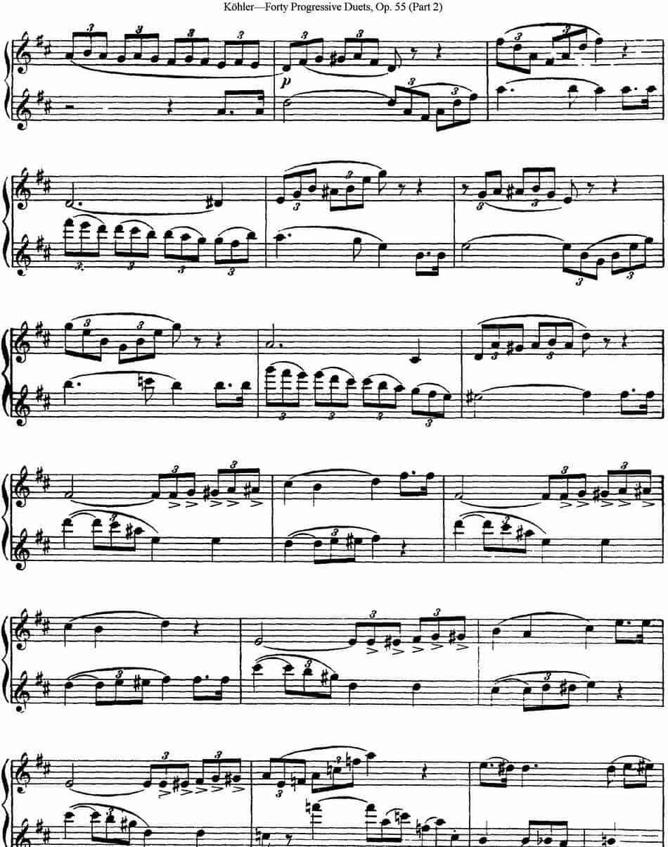 柯勒40首长笛提高练习曲OP.55（二重奏）（NO.13） 长笛乐谱_第7张