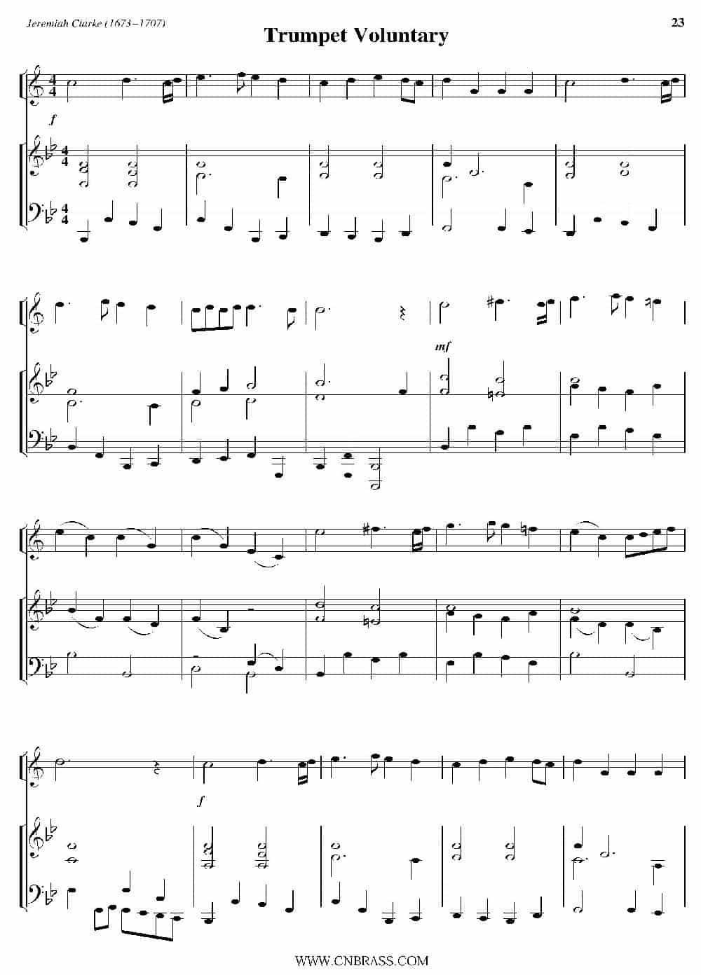 Trumpet Voluntary（小号+钢琴伴奏） 铜管乐器谱_第1张