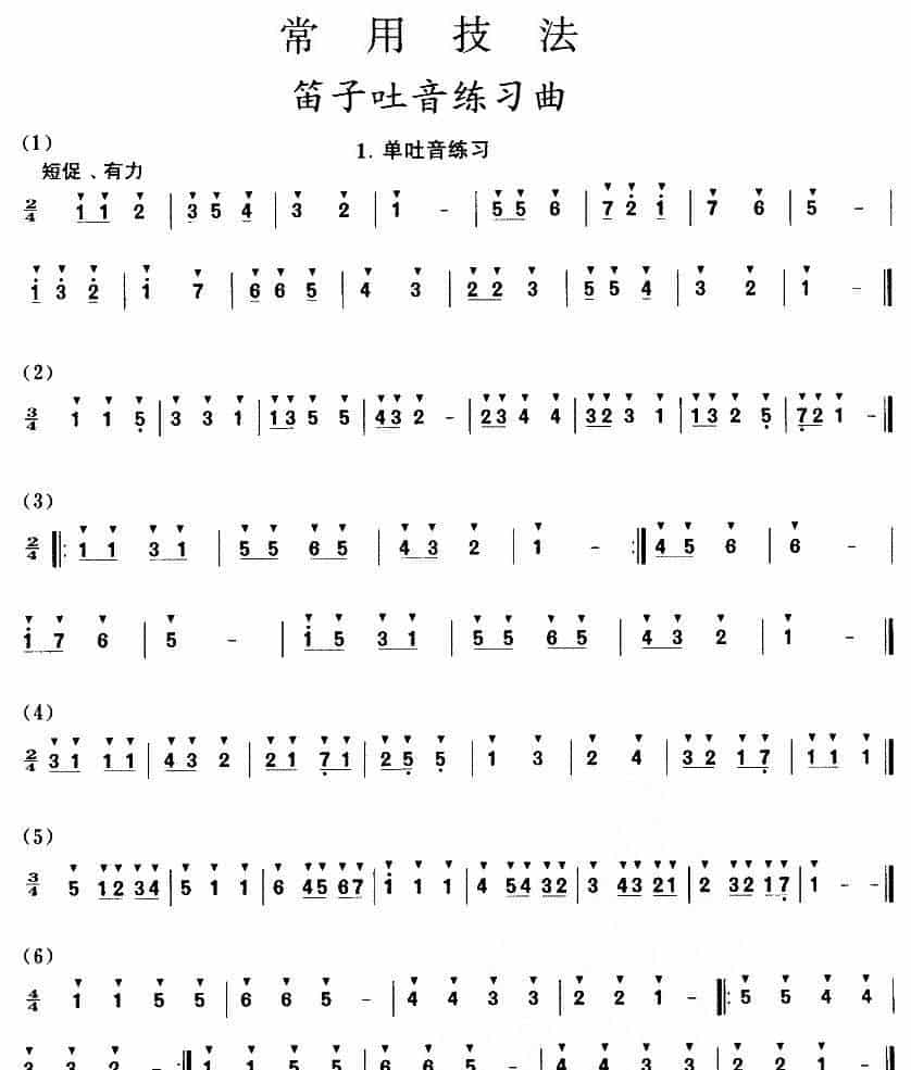 笛子吐音练习曲 笛箫乐谱_第1张