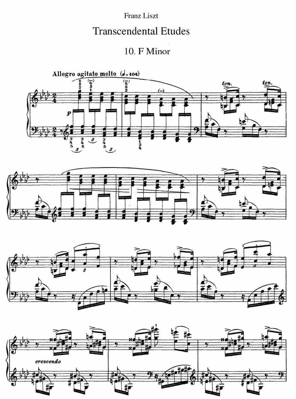 12首超级技巧练习曲：F Minor（F小调） 钢琴乐谱_第1张