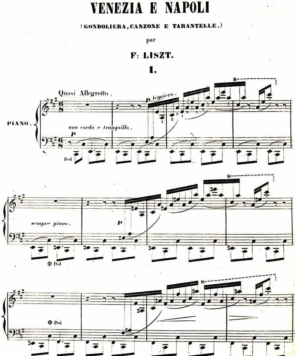 李斯特 旅游岁月 第二集遗补 威尼斯和拿波里 S.162 No.1 船歌 钢琴乐谱_第1张