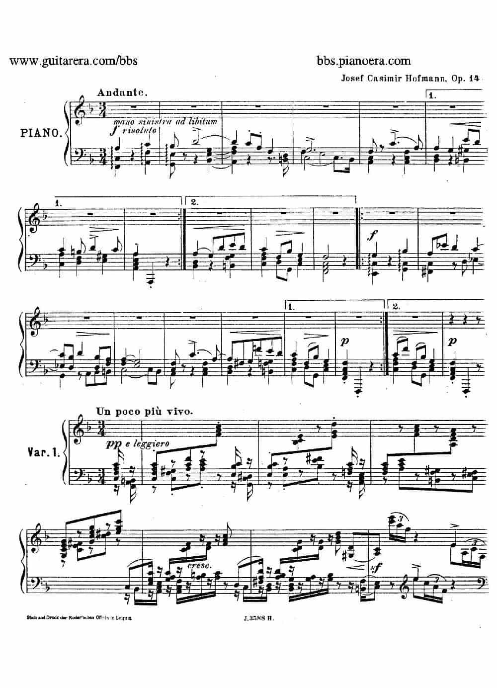 Theme with Variations and Fugue in F Major Op.14 （F大调主题变奏与赋格） 钢琴乐谱_第2张