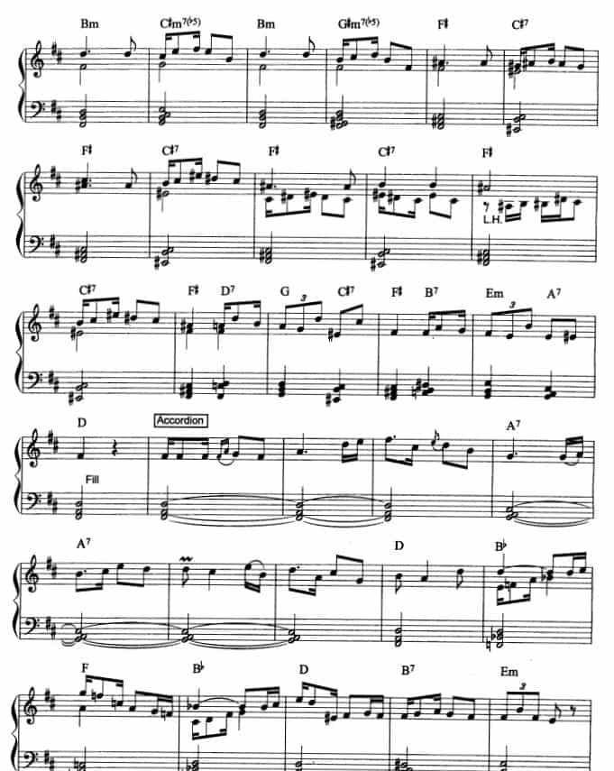 D大调探戈舞曲（爵士乐谱） 电子琴乐谱_第2张