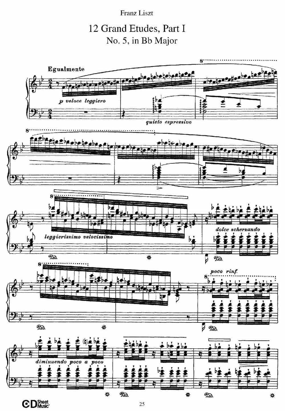 12 Grand Etudes S.137（12首华丽的练习曲·5） 钢琴乐谱_第1张