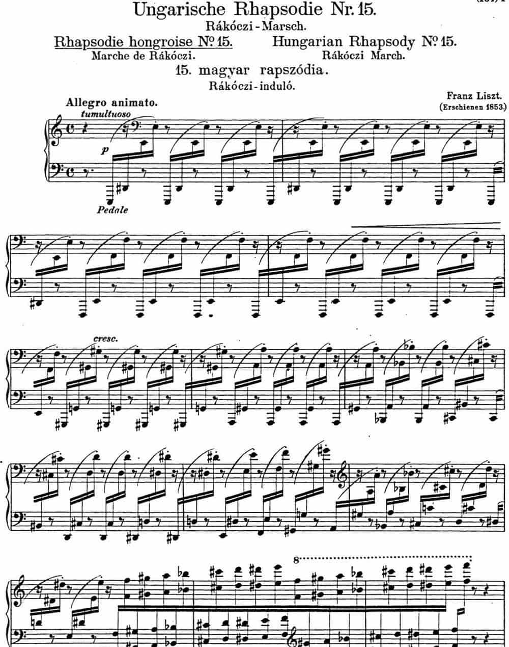 李斯特 匈牙利狂想曲CD Hungarian Rhapsodies S.244 No.15 钢琴乐谱_第1张