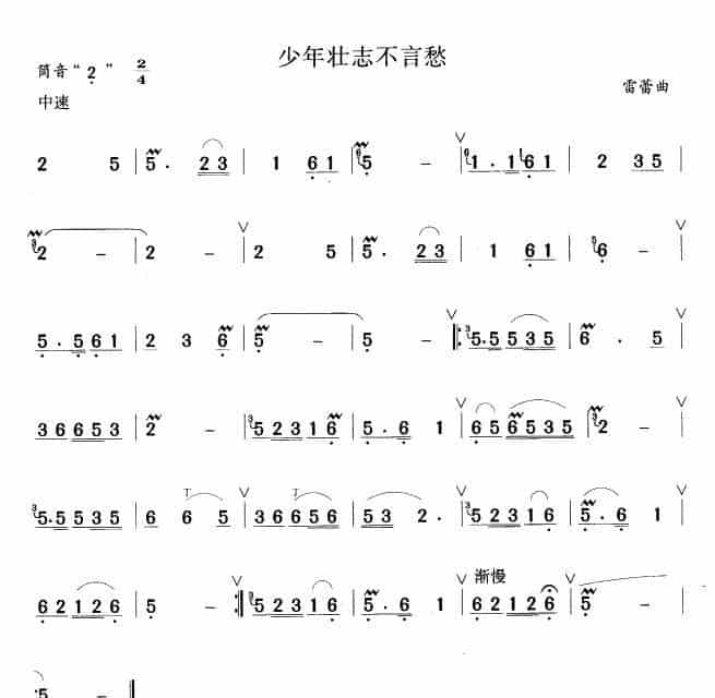 少年壮志不言愁 笛箫乐谱_第1张