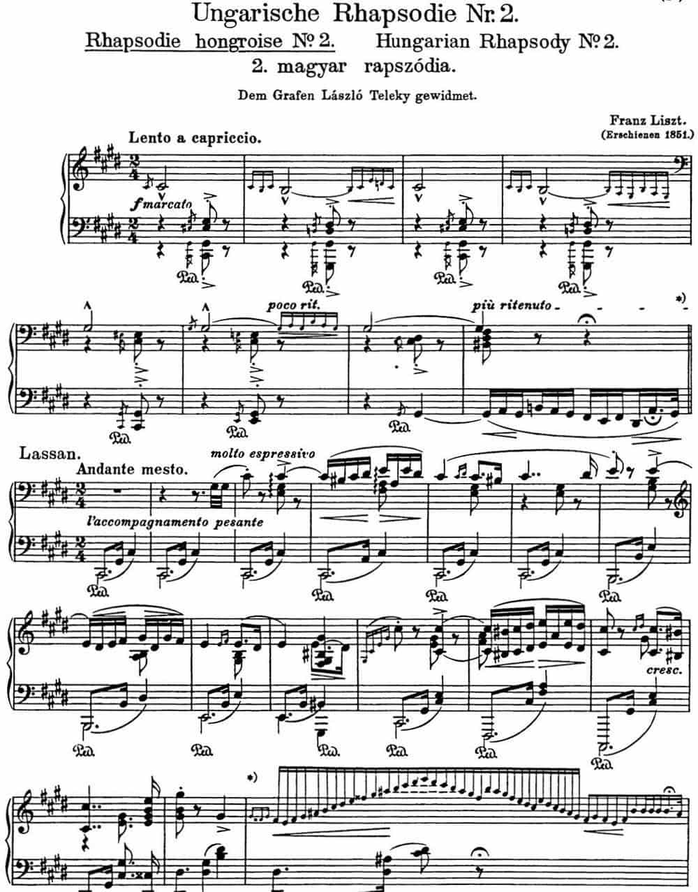 李斯特 匈牙利狂想曲 Hungarian Rhapsodies S.244 No.2 钢琴乐谱_第1张