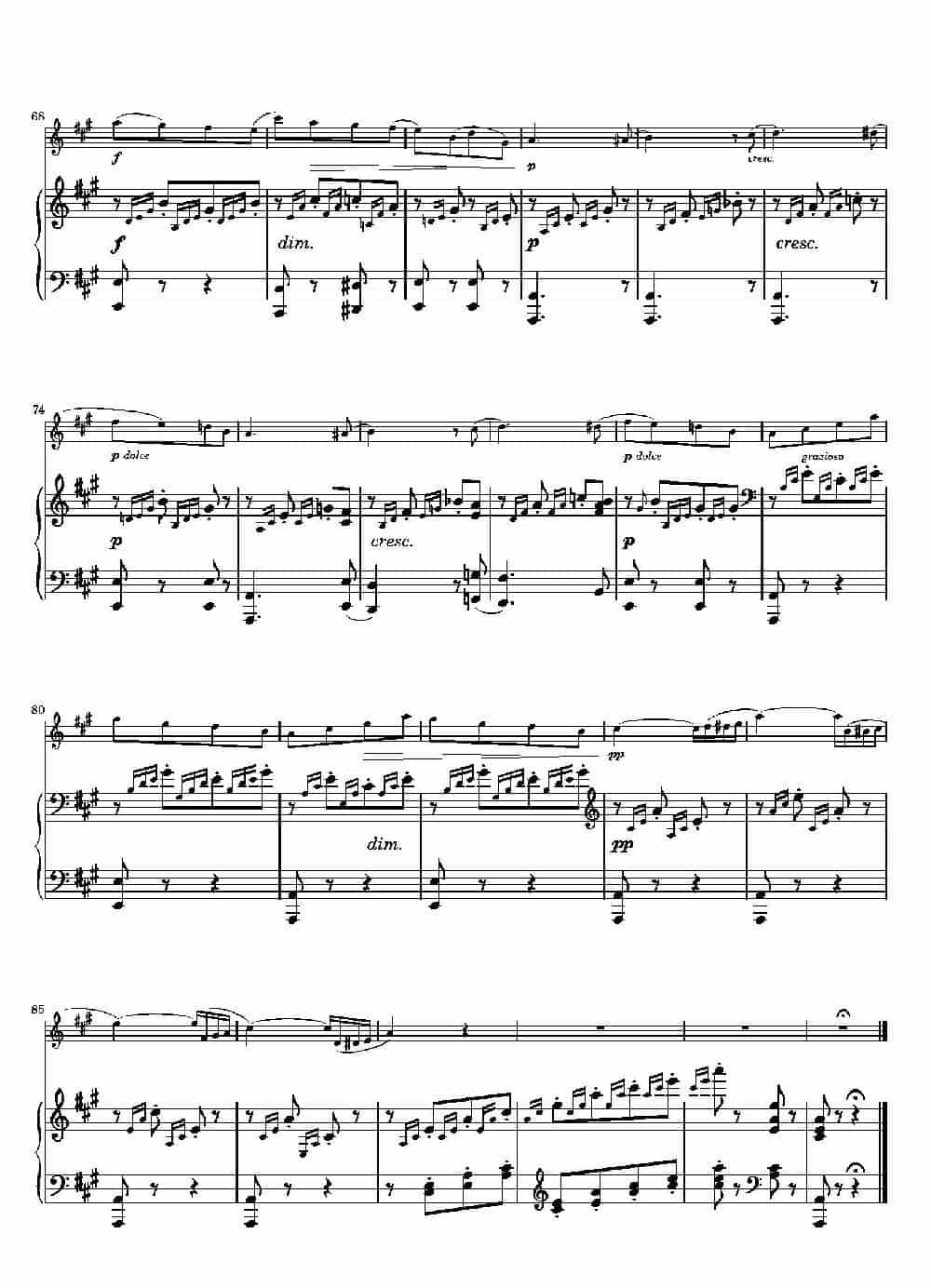 春之歌（Spring Song）作品62 （长笛+钢琴） 长笛乐谱_第5张