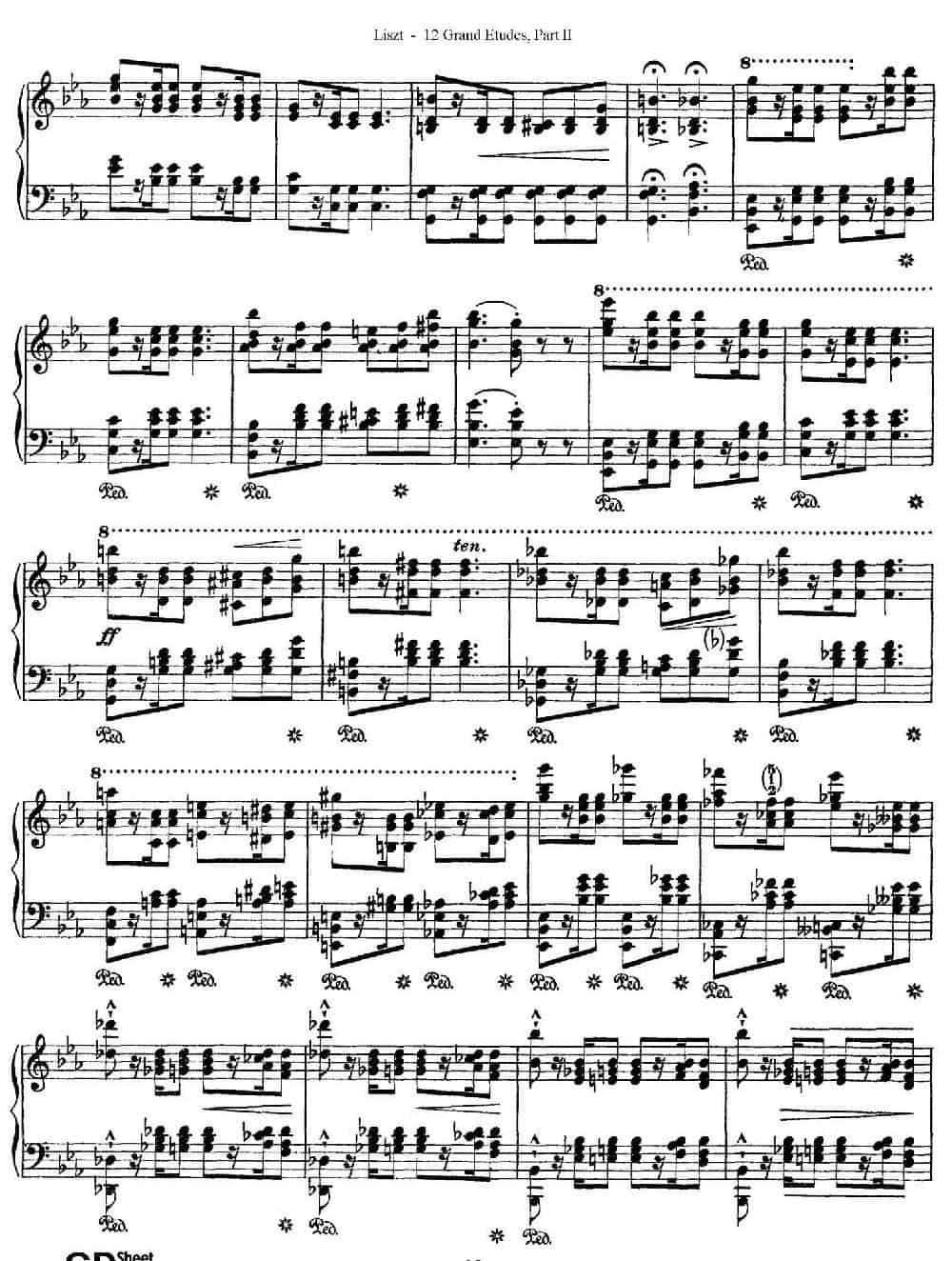 12 Grand Etudes S.137（12首华丽的练习曲·8） 钢琴乐谱_第5张