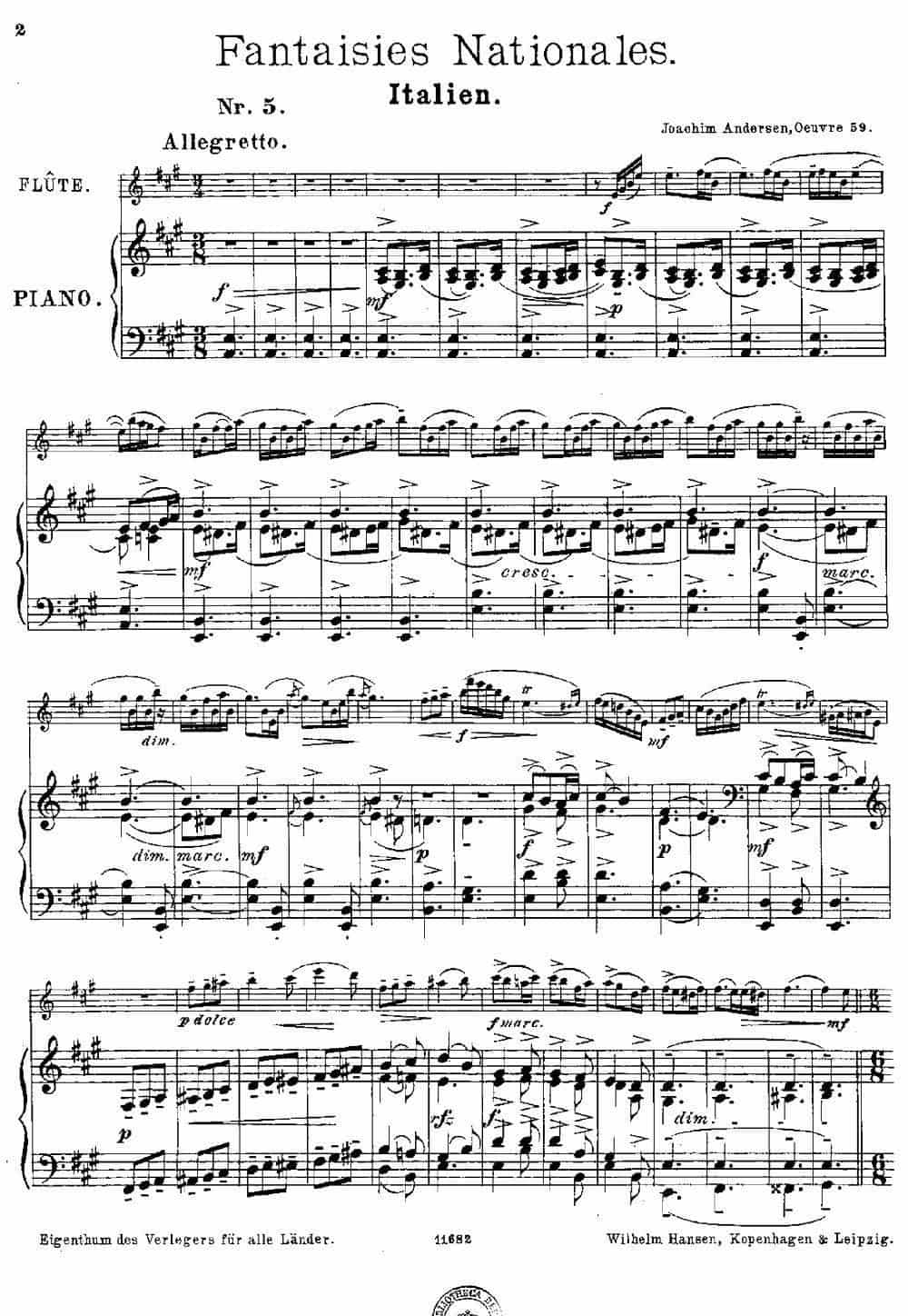Fantaisies nationales. Italien. （Op.59 No.5）（长笛+钢琴伴奏） 长笛乐谱_第1张