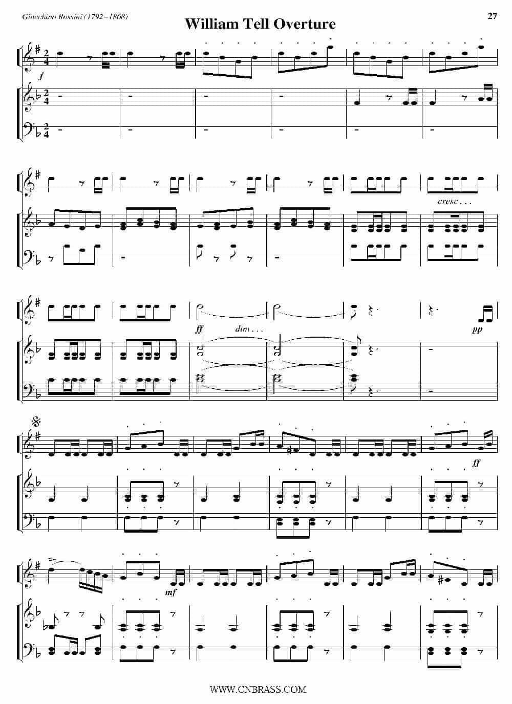 William Tell Overture（小号+钢琴伴奏） 铜管乐器谱_第1张
