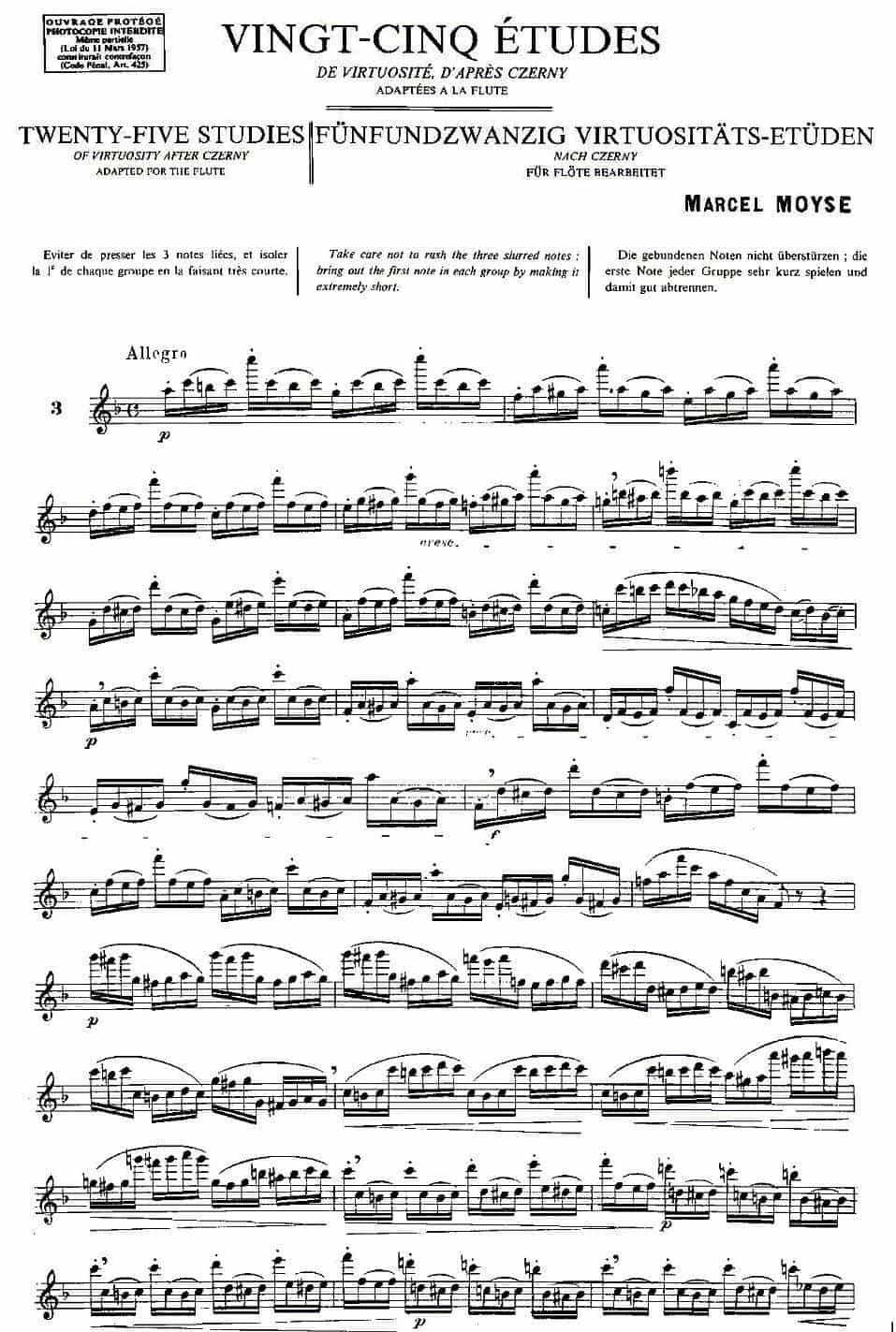 Moyse - 25 Studies after Czerny flute  [3]（25首改编自车尔尼作品的练习曲） 长笛乐谱_第1张