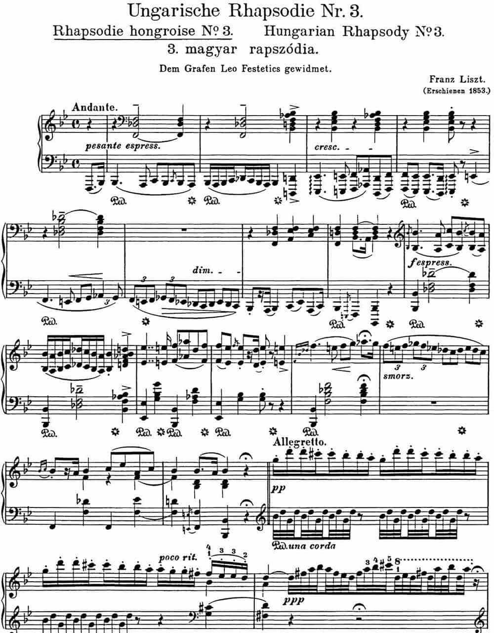 李斯特 匈牙利狂想曲 Hungarian Rhapsodies S.244 No.3 钢琴乐谱_第1张