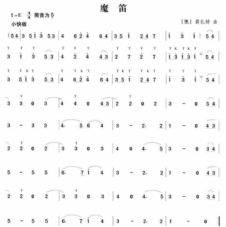 魔笛 笛箫乐谱_第1张