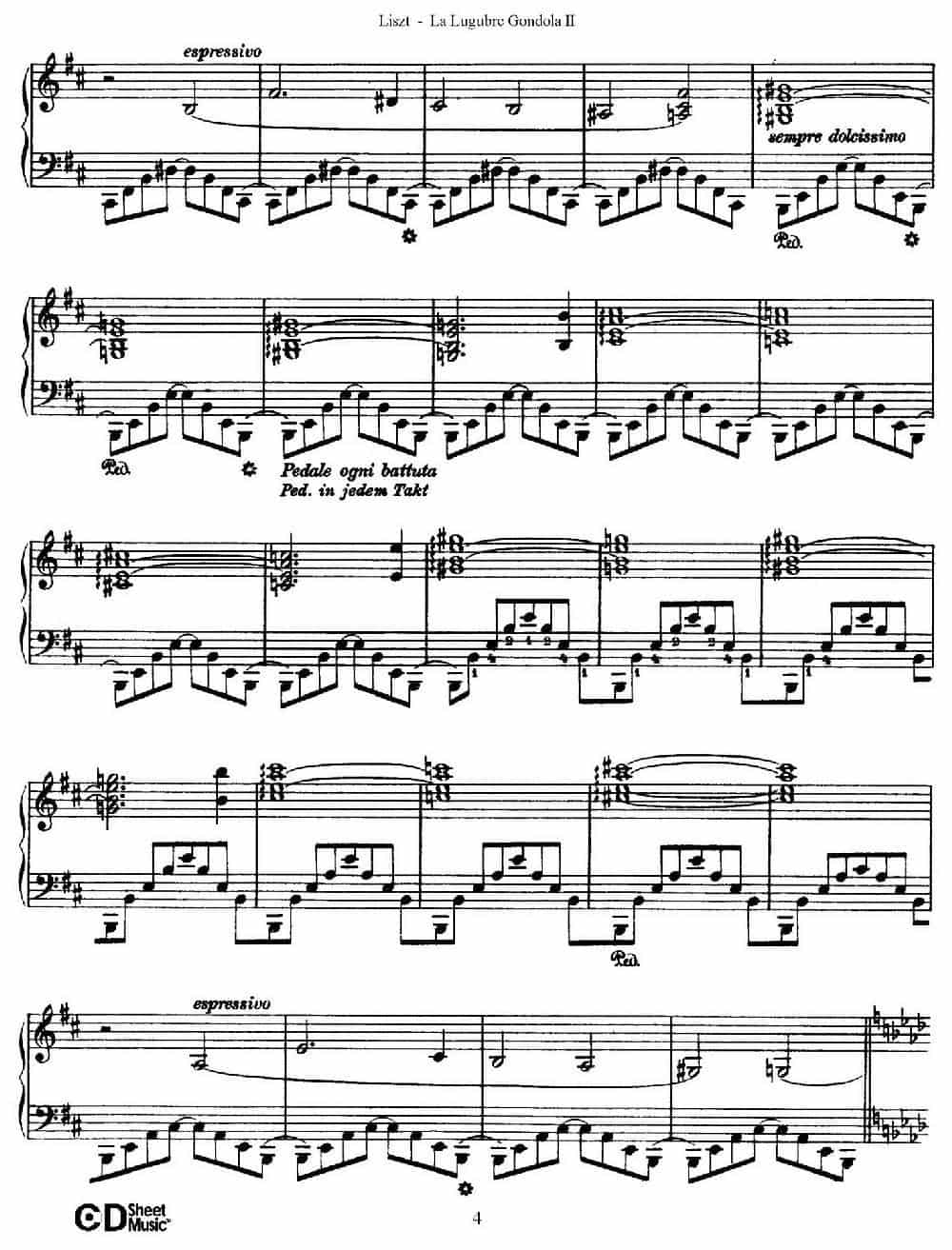 La Lugubre Gondola S.200（Ⅱ） 钢琴乐谱_第4张