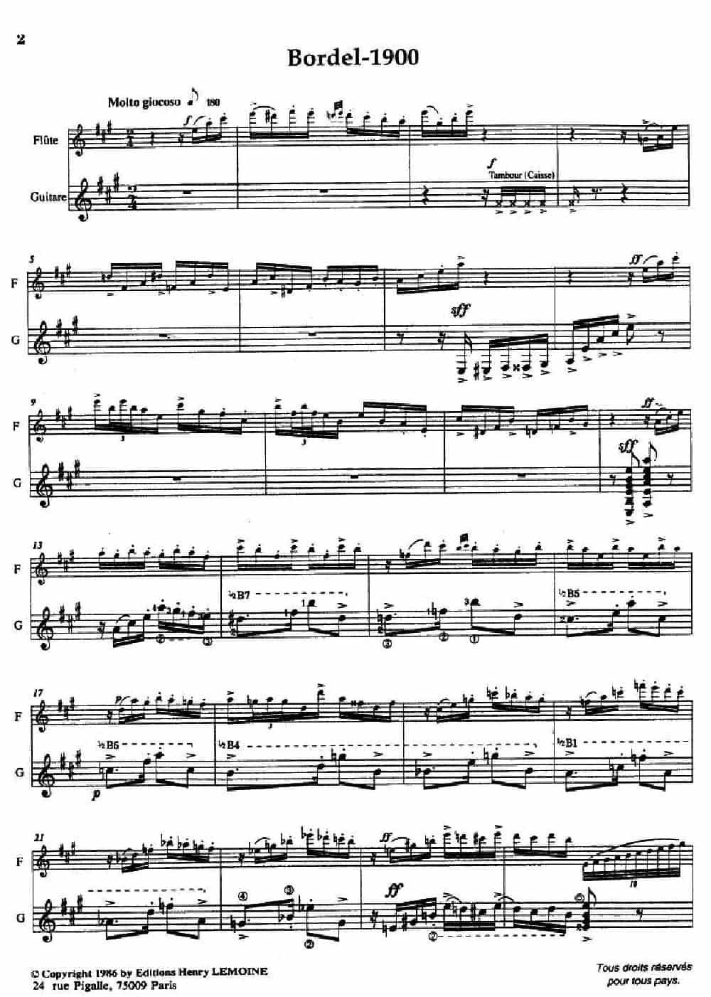 Histoire du Tango：1、Bordel 1900（长笛+吉他） 长笛乐谱_第1张