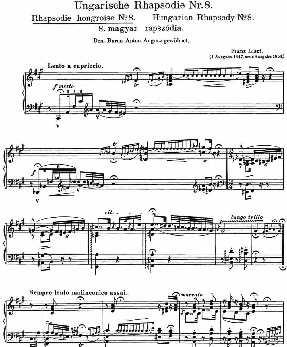 李斯特 匈牙利狂想曲 Hungarian Rhapsodies S.244 No.8 钢琴乐谱_第1张