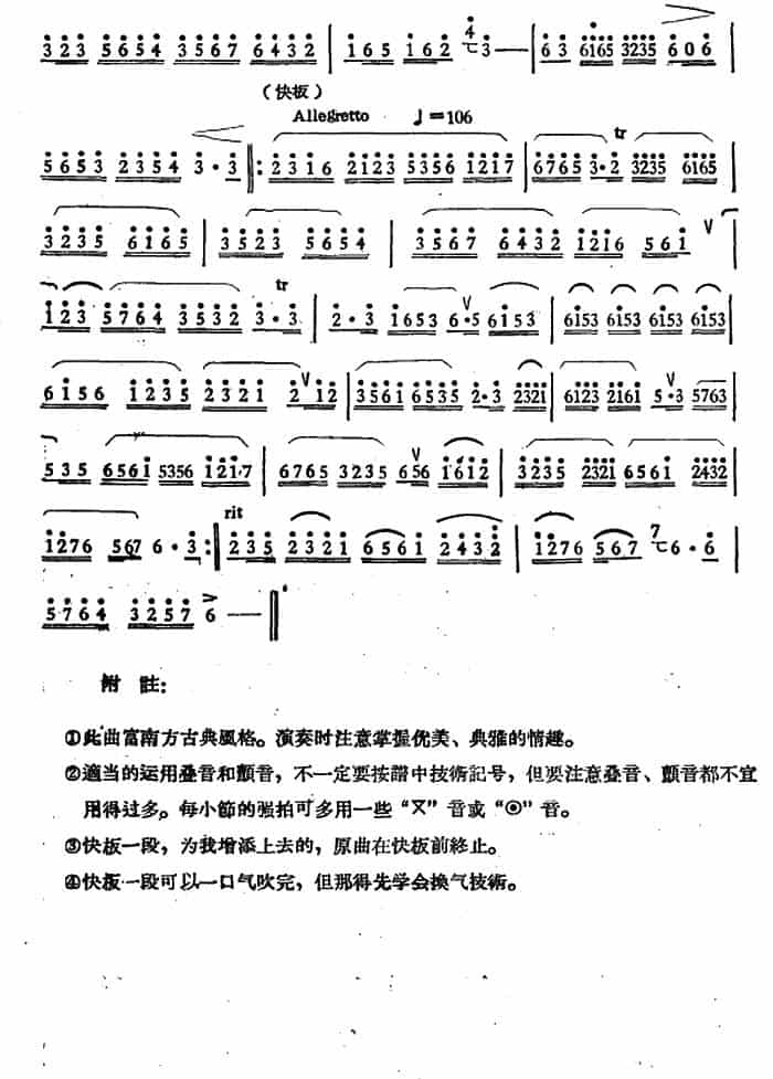 鹧鸪飞（赵松庭改编版） 笛箫乐谱_第5张