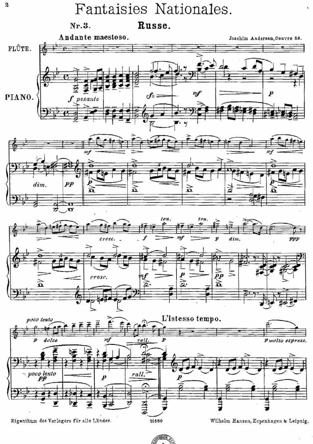 Fantaisies nationales.  Russe. （Op.59 No.3）（长笛+钢琴伴奏） 长笛乐谱_第1张