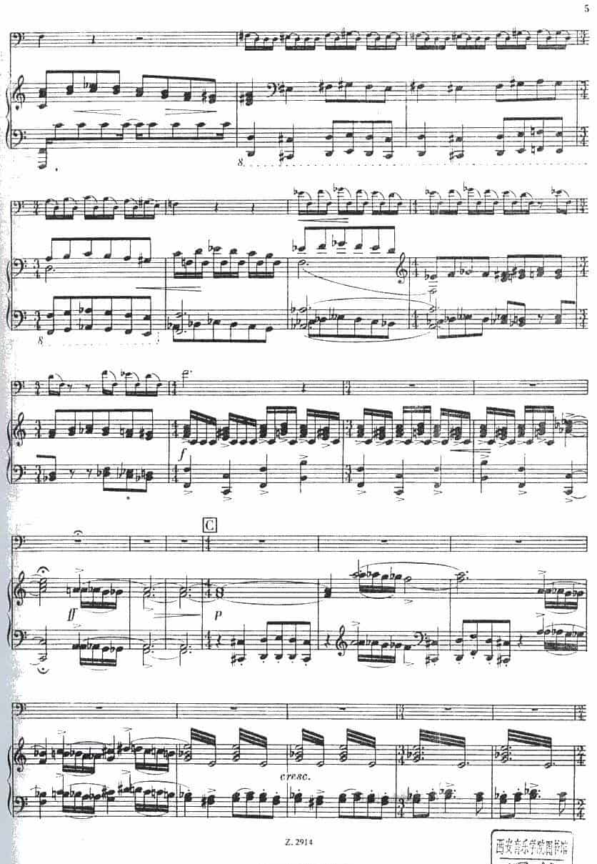 CONCERTINO（Ⅰ）（钢琴伴奏巴松协奏曲） 铜管乐器谱_第5张