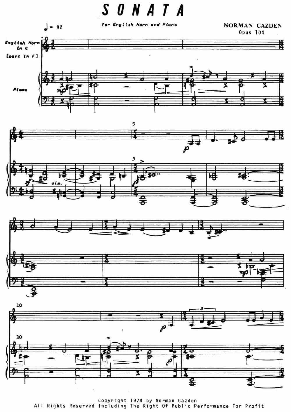 Sonata（英国管与钢琴奏鸣曲） 铜管乐器谱_第1张