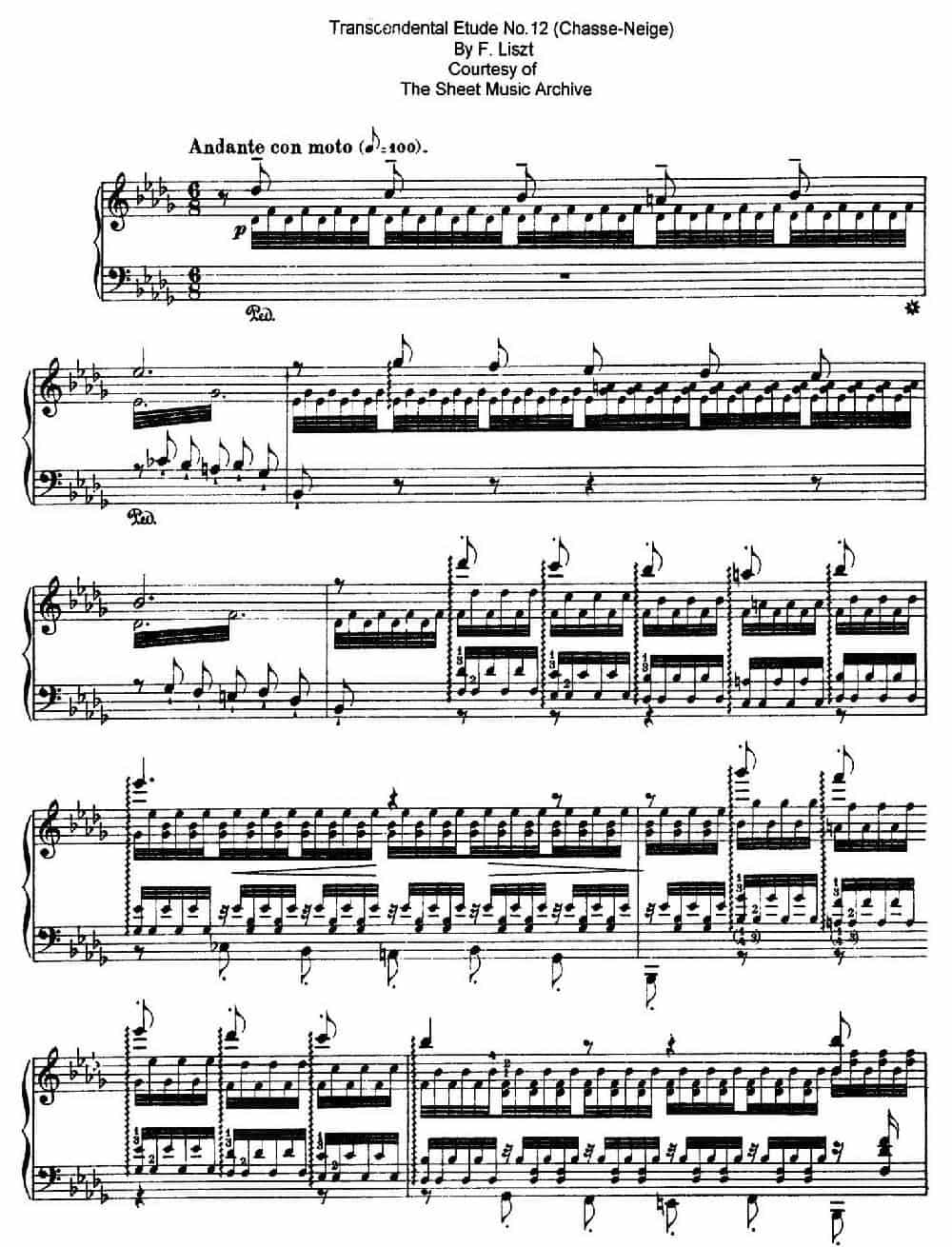 12 Etudes d'execution Transcendante S.139（12首超技练习曲·12） 钢琴乐谱_第1张
