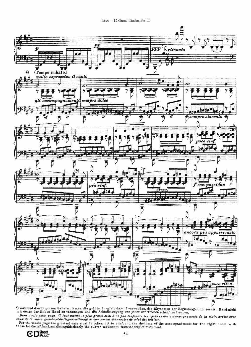 12 Grand Etudes S.137（12首华丽的练习曲·11） 钢琴乐谱_第4张