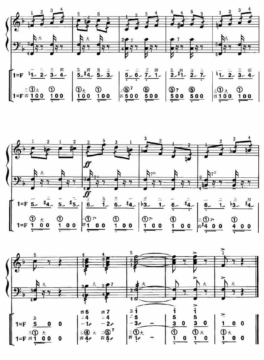 匈牙利狂想曲第二号（选段）（线简谱对照、带指法版） 手风琴乐谱_第2张