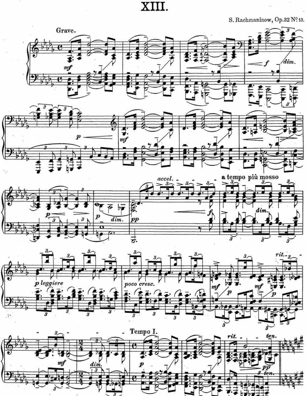拉赫玛尼诺夫 钢琴前奏曲24 降D大调 Op.32 No.13 钢琴乐谱_第1张