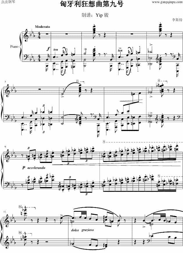 匈牙利狂想曲第9号 钢琴乐谱_第1张