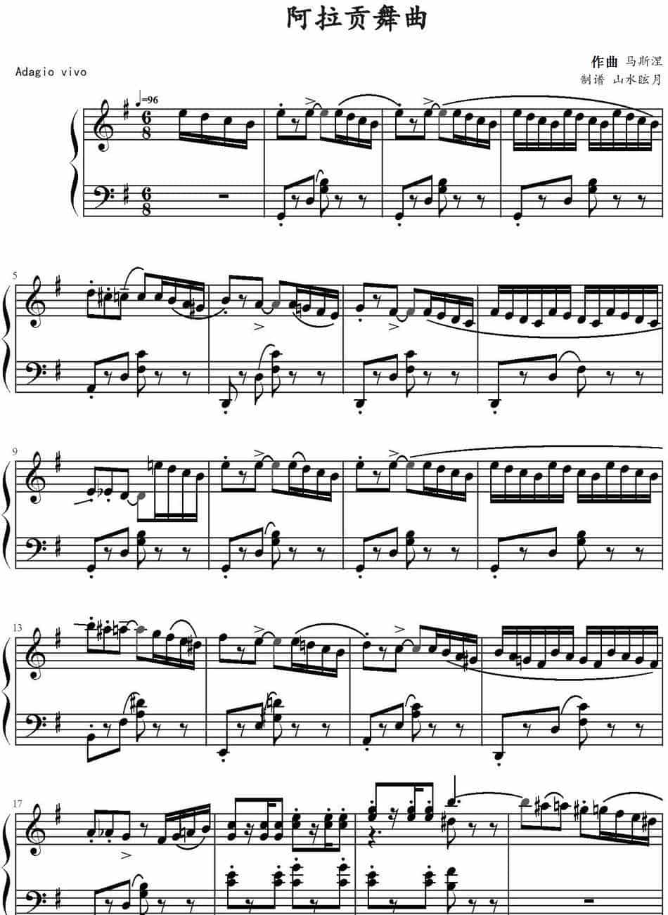 阿拉贡舞曲  钢琴乐谱_第1张