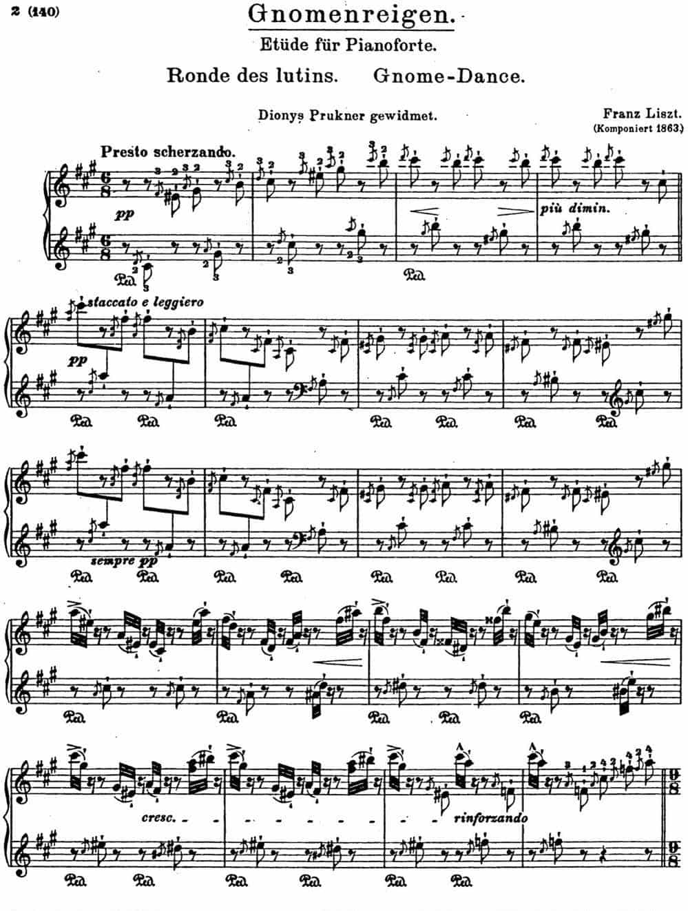 李斯特音乐会练习曲 S145（1 S145 森林的呼啸 Waldesrauschen） 钢琴乐谱_第1张