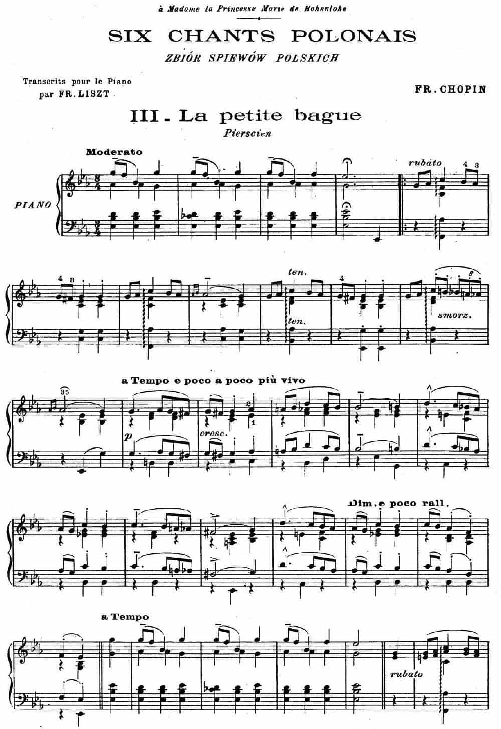 6 Chants Polonais S.480（6首波兰歌曲·Ⅲ） 钢琴乐谱_第1张