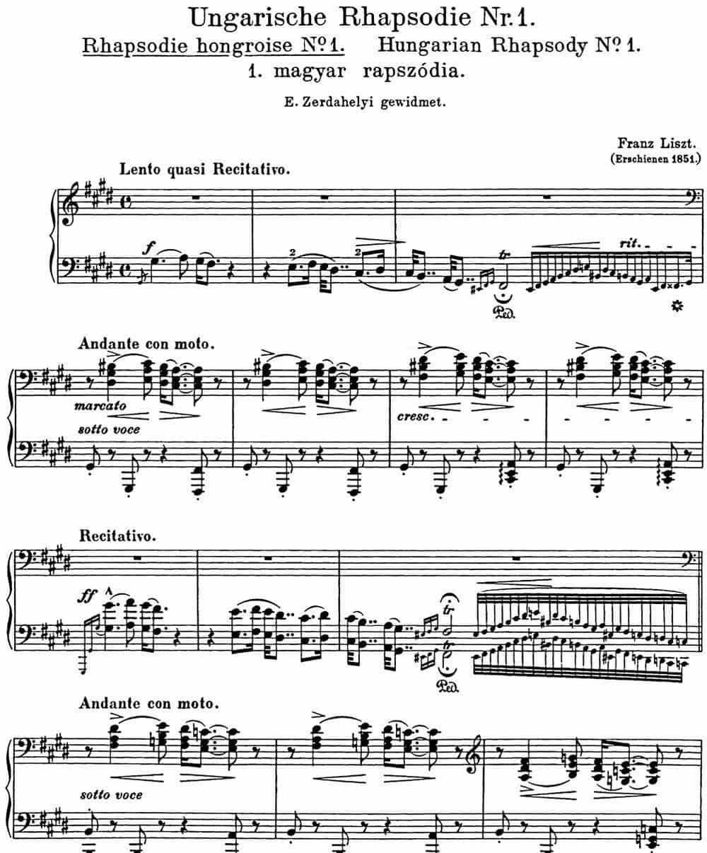 李斯特 匈牙利狂想曲 Hungarian Rhapsodies S.244 No.1 钢琴乐谱_第1张