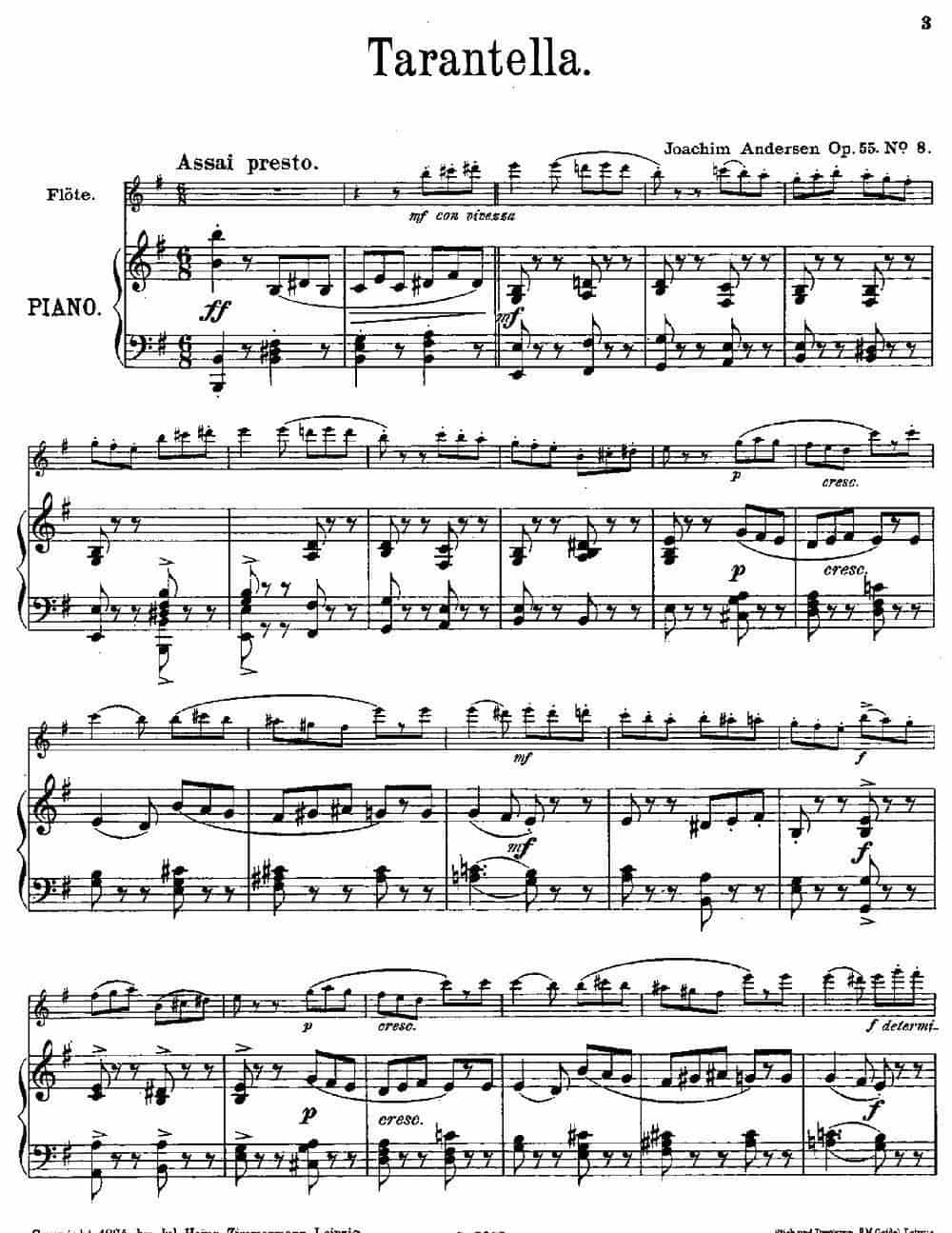 Tarantelle（Op.55 No.8）（长笛+钢琴伴奏） 长笛乐谱_第1张