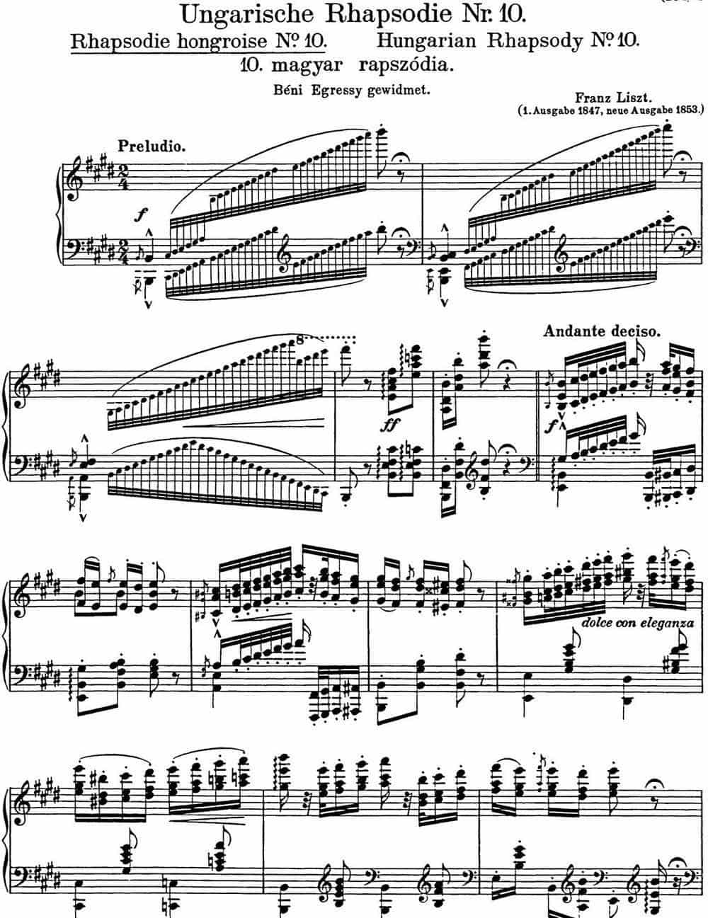 李斯特 匈牙利狂想曲 Hungarian Rhapsodies S.244 No.10 钢琴乐谱_第1张