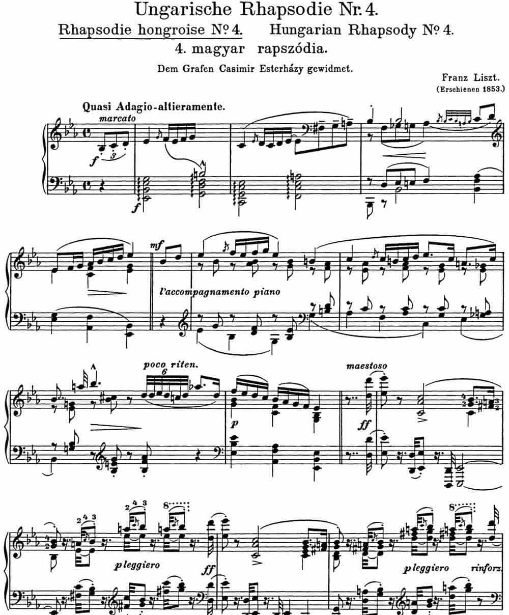 李斯特 匈牙利狂想曲 Hungarian Rhapsodies S.244 No.4 钢琴乐谱_第1张