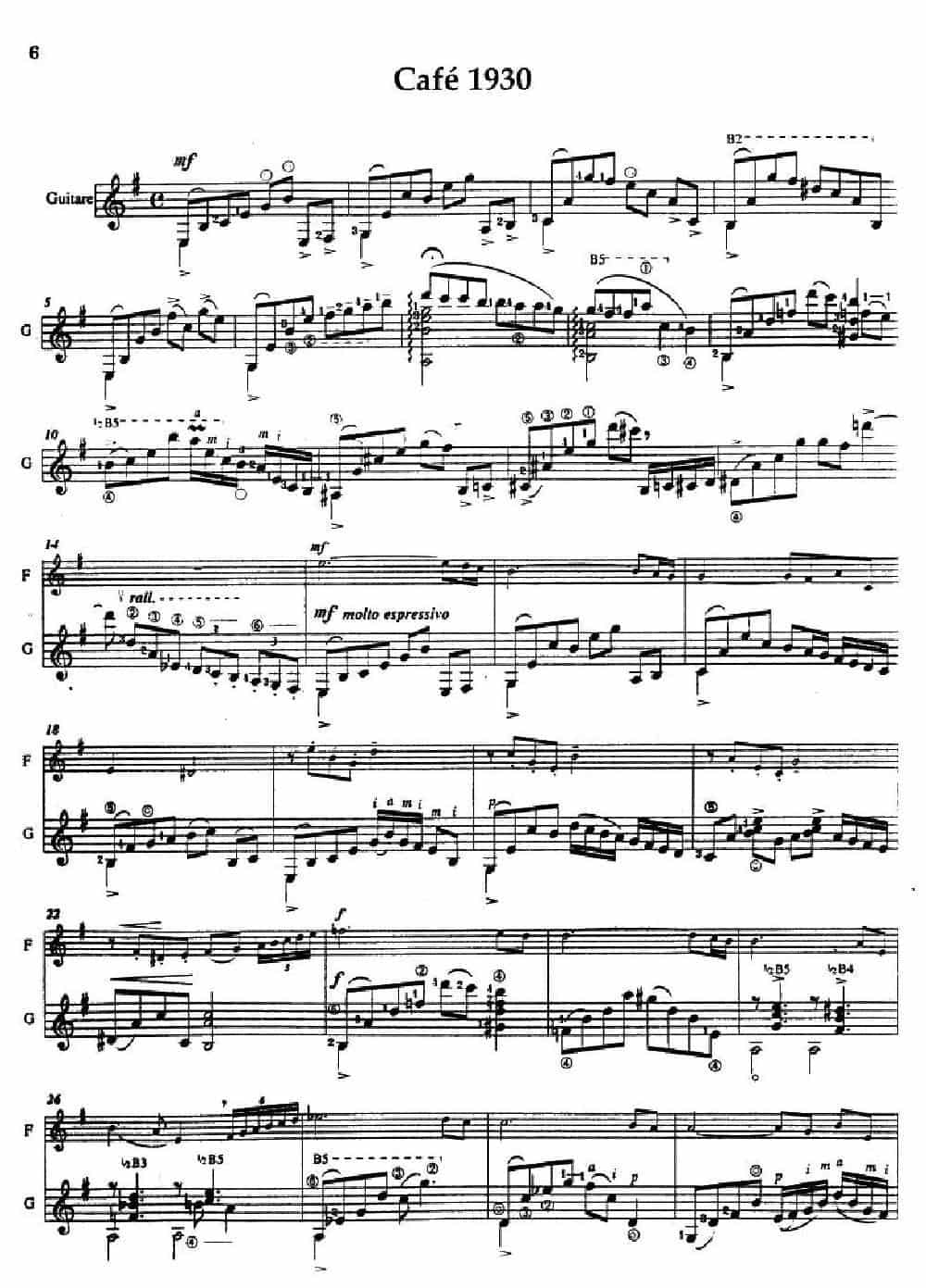 Histoire du Tango：2、Café 1930（长笛+吉他） 长笛乐谱_第1张